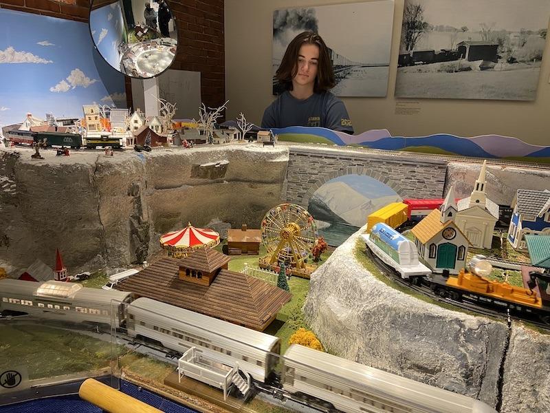 Trains run through the Sheldon Museum